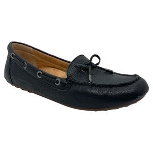 Vionic Virginia Leather Flat Loafer Black 7.5 Bow Detail Support Comfort Coastal